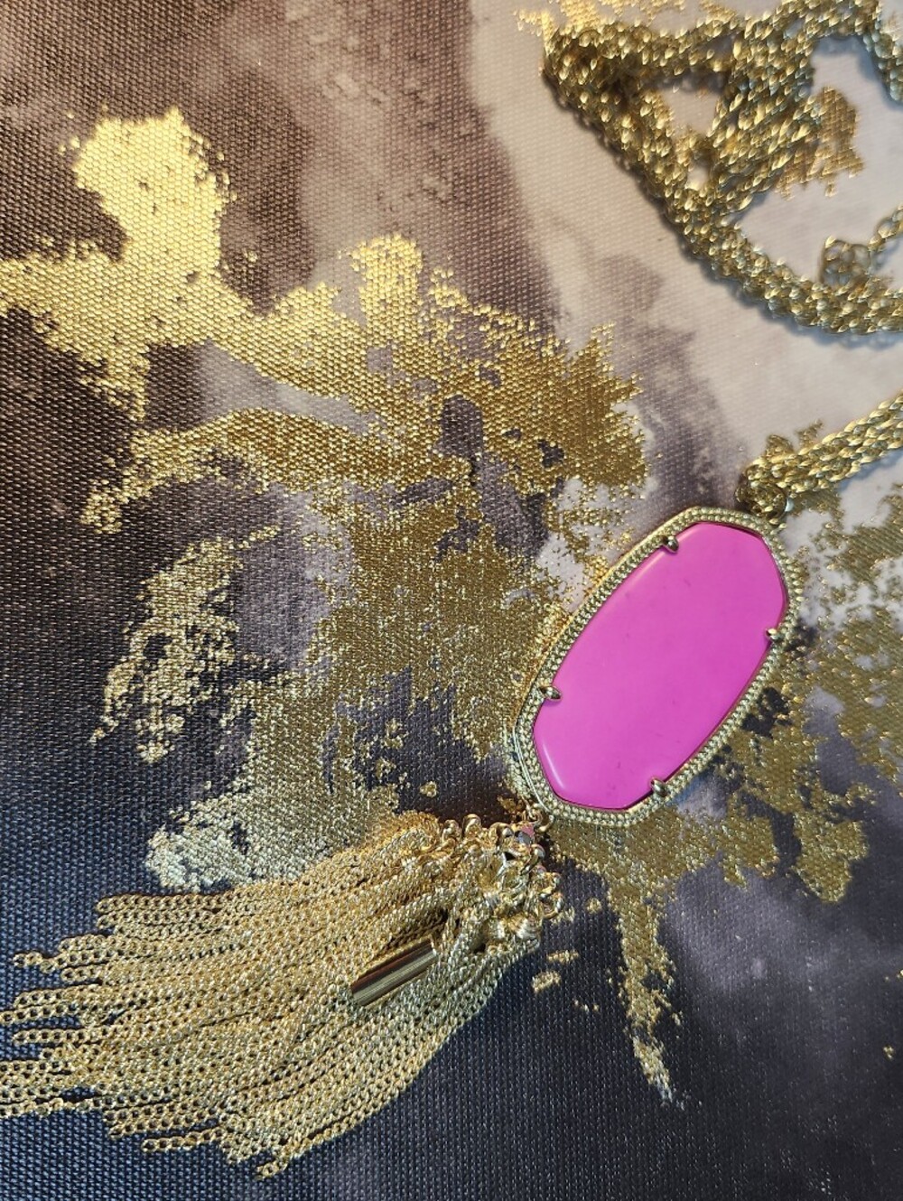 Kendra Scott Gold Tassel Necklace with Pink Pendant - Picture 14 of 16